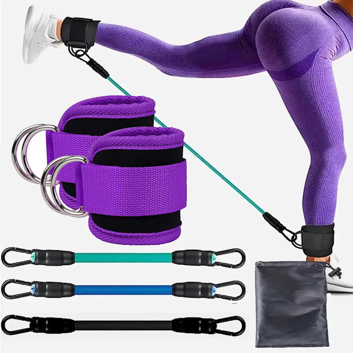 Juego de Bandas de Resistencia con Correas para Tobillos, Equipo de Ejercicio, Pesas para Tobillos, Banda Elástica de Yoga para Gimnasio, para Hombre y Mujer