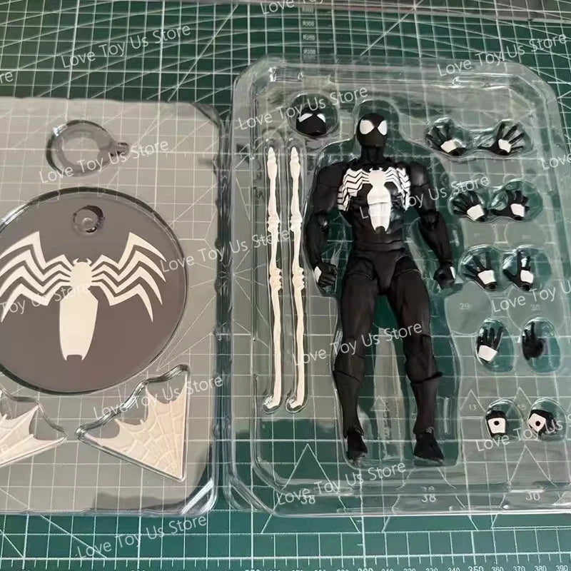 Figuras de araña originales, juguetes de desorden, traje negro, vecino, Symbiote, araña escarlata, Kaine Parker, figuras de acción de araña negra y roja, Juguetes