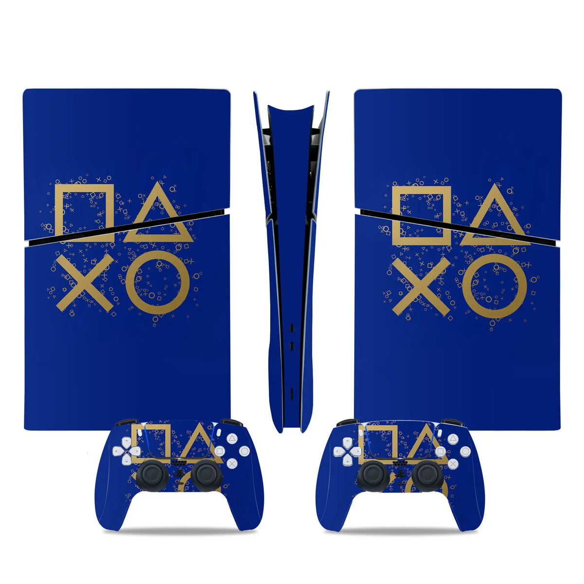 For PS5 Slim Digital Edition Console and 2 Controllers Geometry Design Skin PS5 Slim Digital Sticker Vinyl Wrap Cover Full Set