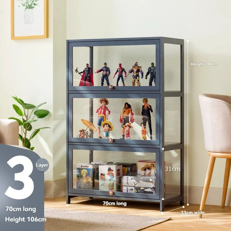 Vitrina hecha a mano, vitrina transparente a prueba de polvo con imitación de vidrio, caja de almacenamiento acrílica para juguetes Lego, estante para libros