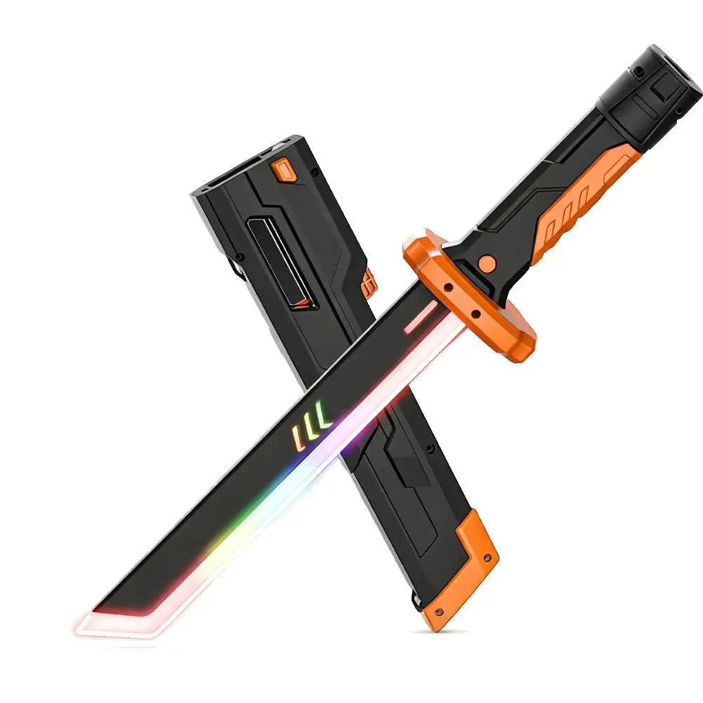 Espada láser de juguete brillante, colorida y luminosa, sable láser rojo y azul, espada telescópica de cosplay, juguete intermitente genial