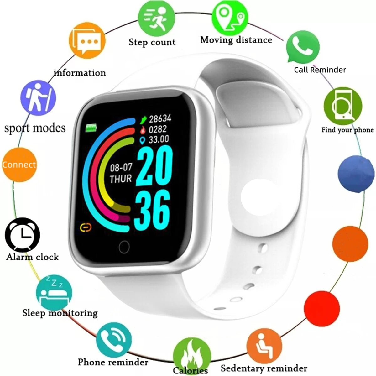Reloj inteligente para hombre y mujer, reloj de pulsera, monitor de actividad física, pulsera, regalo de cumpleaños, reloj electrónico para Android e iOS