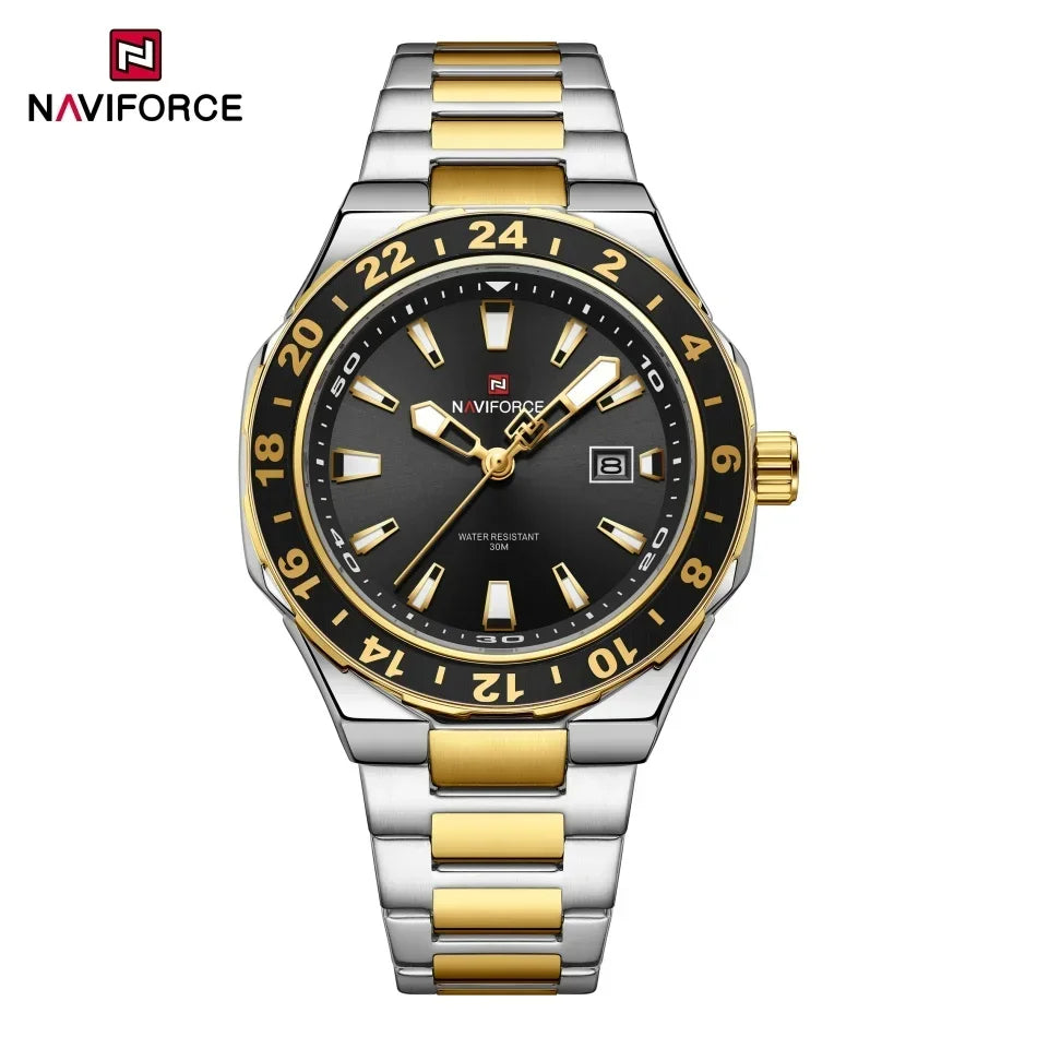 Relojes de lujo para hombre NAVIFORCE, reloj deportivo de cuarzo resistente al agua, reloj de pulsera militar con correa de acero inoxidable, Relogio Masculino
