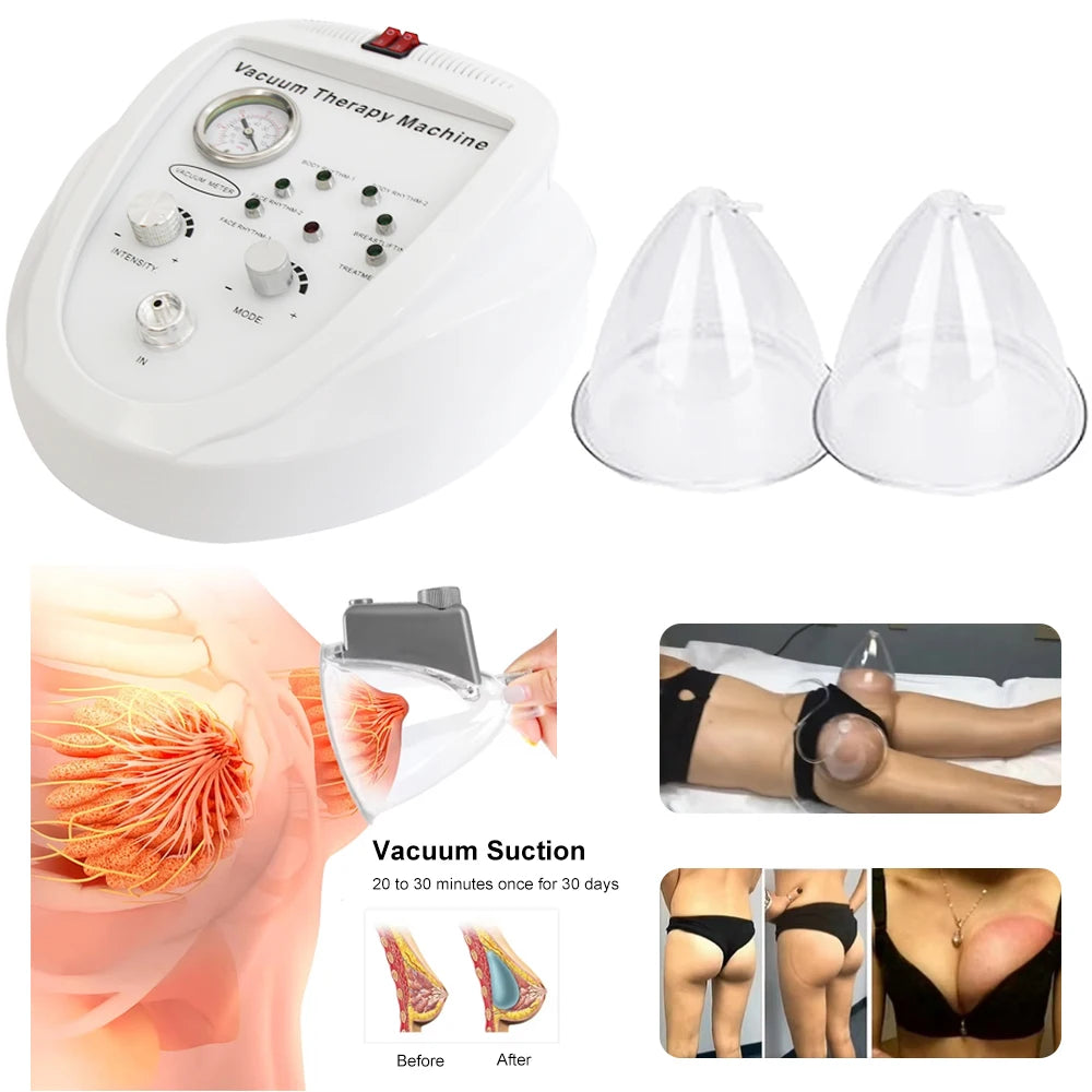 Máquina de terapia de masaje al vacío, bomba de agrandamiento, levantamiento de senos, moldeador de cuerpo, taza de masaje, equipo de belleza reafirmante y levantador