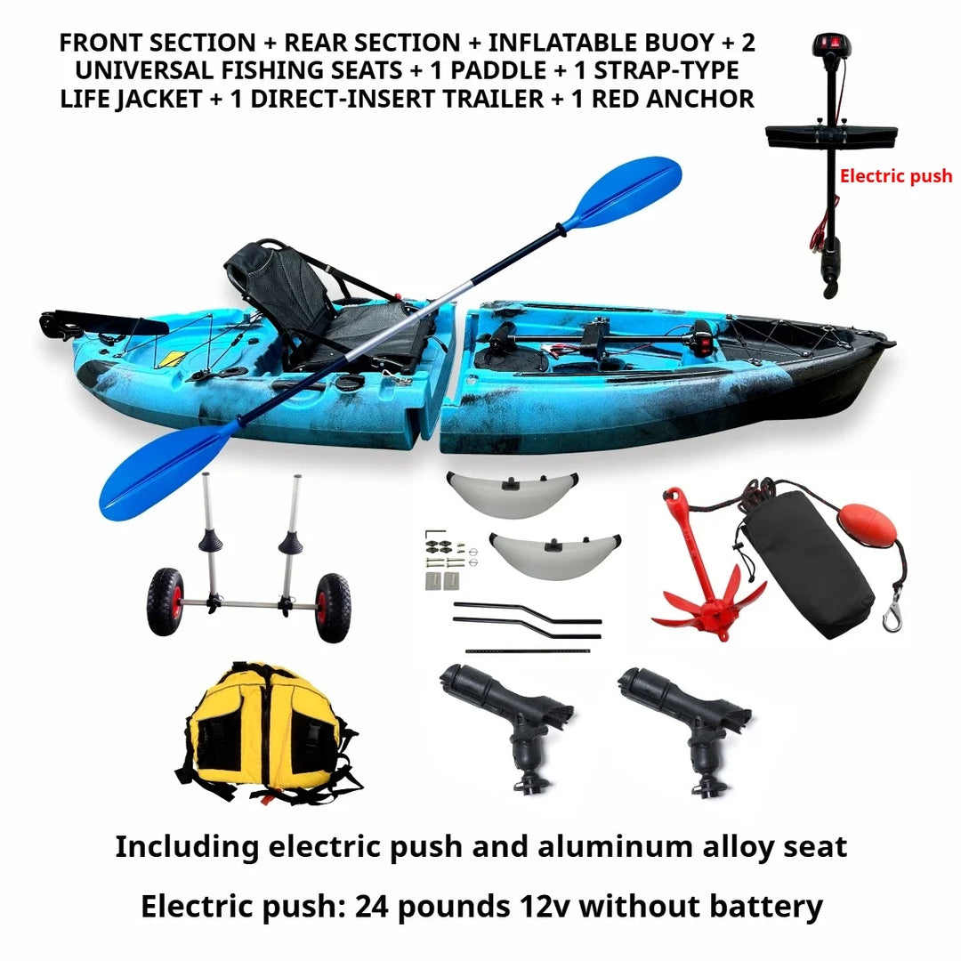 Kayak LLDPE portátil 2025 con canoa eléctrica impulsada por Pedal de carcasa dura dividida para Solo Tandem Lake Sea Adventures montaje Modular