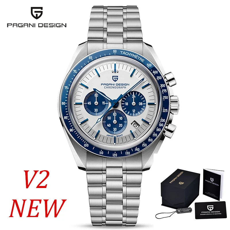 PAGANI DESIGN 2026 Nuevo Reloj de Luna para Hombre, Cronógrafo Deportivo Multifunción de Cuarzo, Relojes de Marca de Lujo para Hombre con Cristal de Zafiro