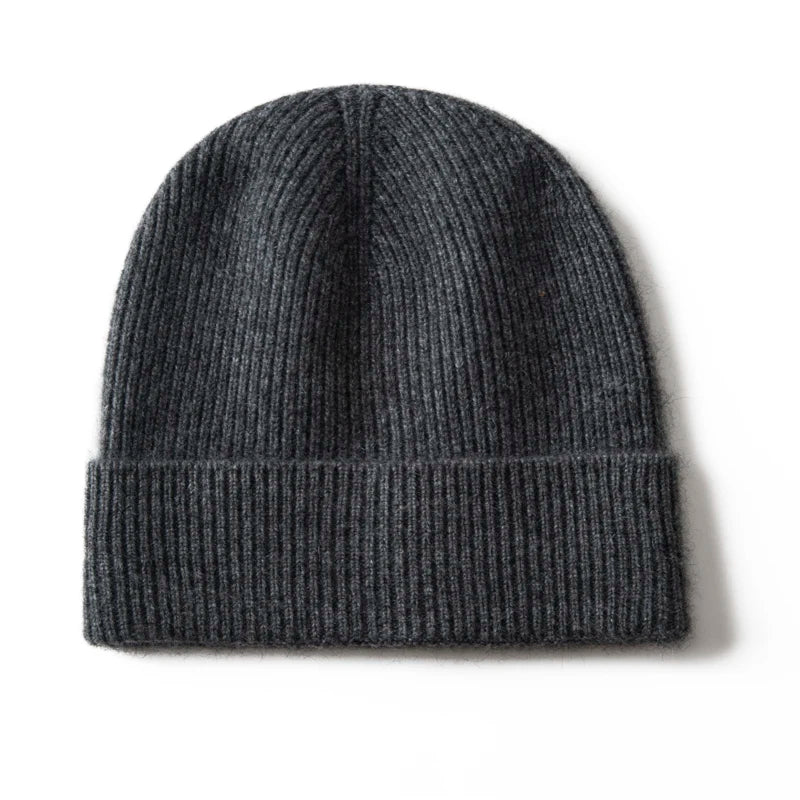 MERRILAMB Gorro de Cachemira Natural para hombre, gorro de punto informal suave y cálido para invierno, gorros acanalados de Color sólido para otoño