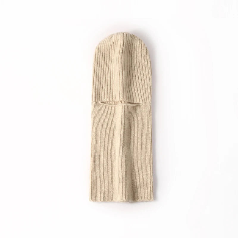 100% pasamontañas de punto de cachemira pura, bufanda, sombreros elegantes, gorros para mujeres y hombres, capucha de invierno, gorros cálidos para el cuello, Unisex