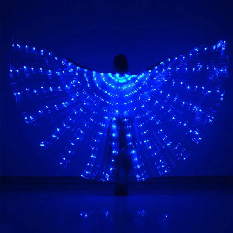Capa con alas de mariposa y ángel que se iluminan con luces de colores, disfraz de Isis con luces LED para mujeres, capa luminosa para fiestas de Halloween, Navidad y espectáculos.