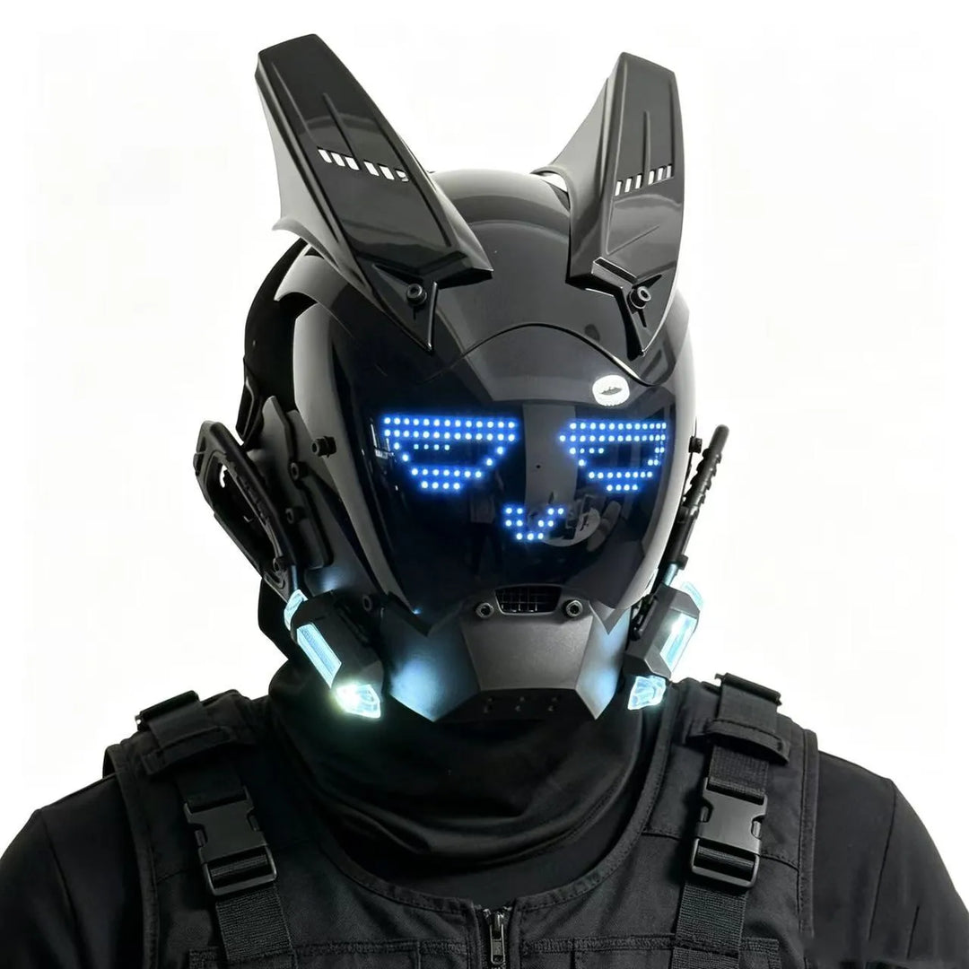 Máscara de Casco LED Cyberpunk con Pantalla Integrada - Control por APP, Tecnología de Cara Completa para Halloween, Cosplay, Fiesta, Festival de Música
