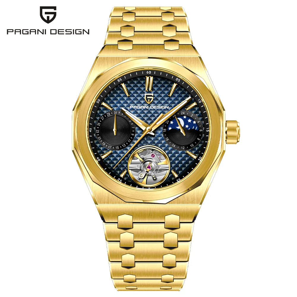 New PAGANI DESIGN Luxury Men's Automatic Watch Sapphire Glass Stainless Steel 100m Moonphase Business Leisure Mechanical Watch