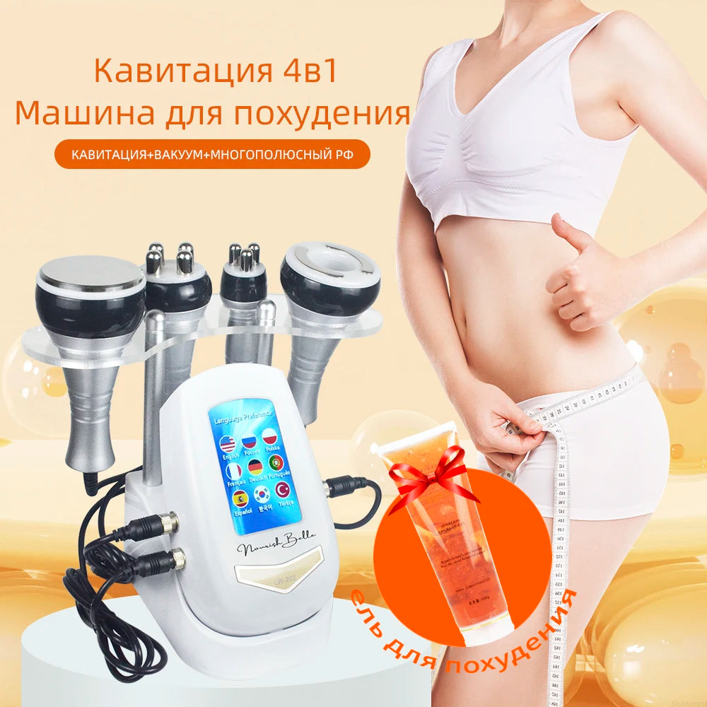 Máquina de Adelgazamiento por Cavitación Ultrasónica 4 en 1 Missheart, Dispositivo de Belleza con Succión al Vacío para Reafirmar y Levantar la Piel, 40K, para Uso Doméstico