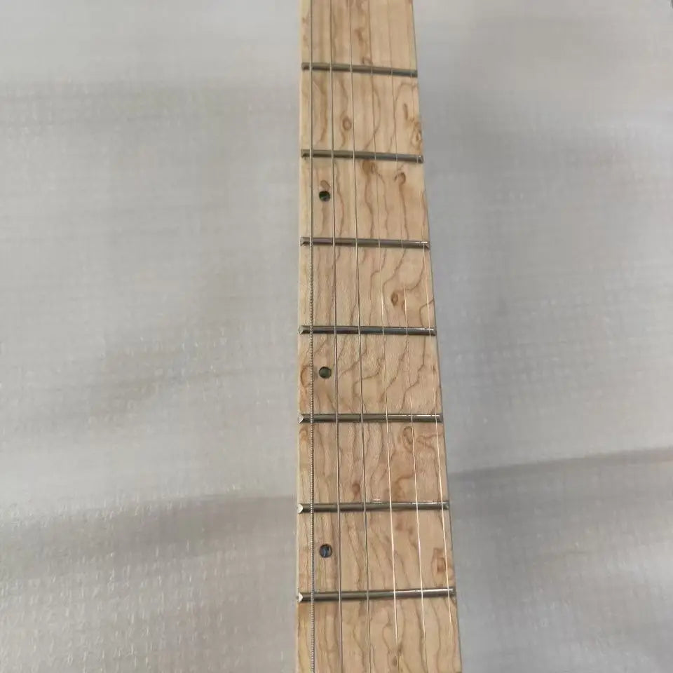 Tapa sólida de caoba de arce, 6 chapas de flores grandes, Color degradado azul y negro, nuevo cuerpo de madera de olmo sin cabeza, diapasón de guitarra eléctrica