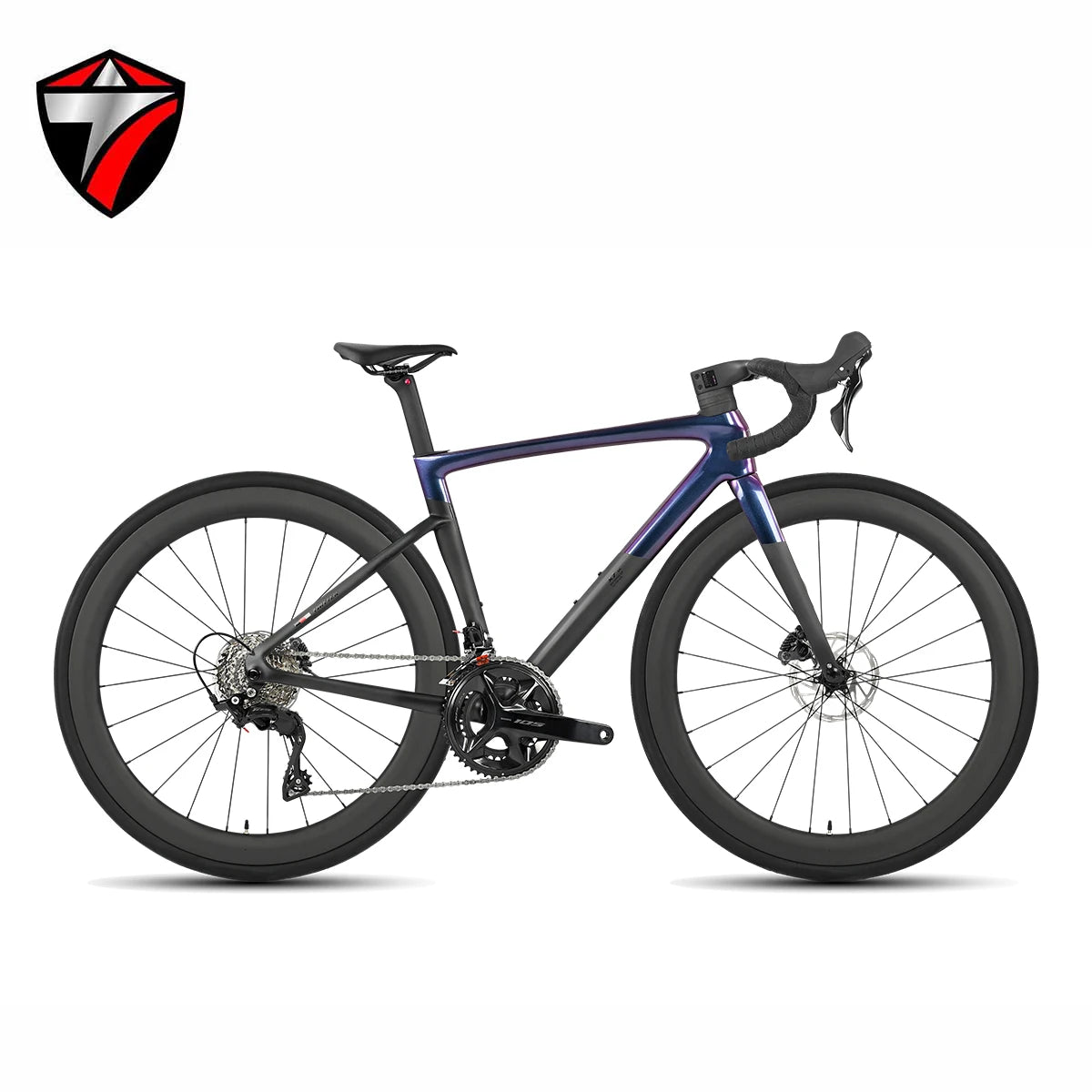 Bicicleta de carretera de carbono TWITTER X7, Shimano 105 Di2 de 2x12 velocidades, 7.7 kg, juego de ruedas de carbono ligero, bicicleta de carreras con frenos de disco
