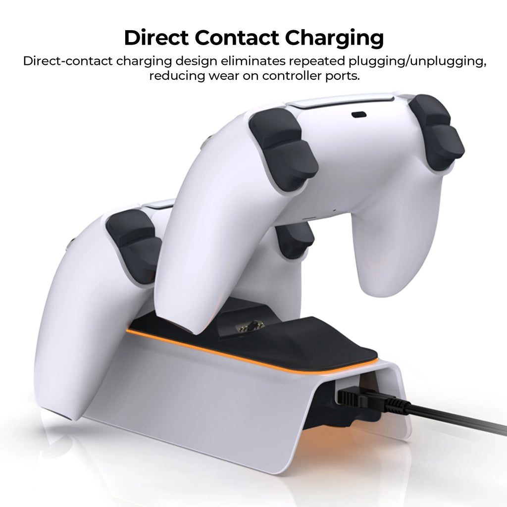 Base de carga para mando inalámbrico DualSense de PS5 con indicador de estado de tira LED para accesorios de mando de PlayStation 5