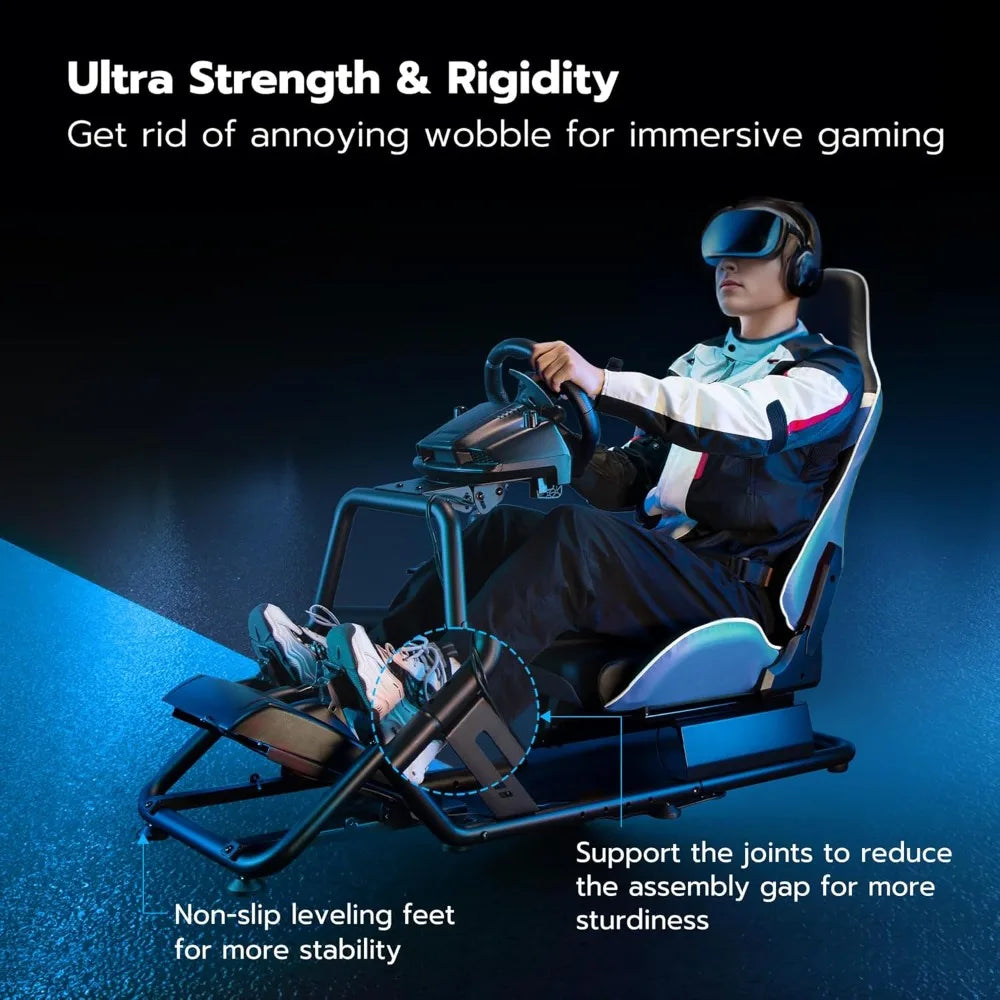Cockpit de simulación de carreras con soporte para volante y asiento ajustable para juegos de PS5, PS4 y PC