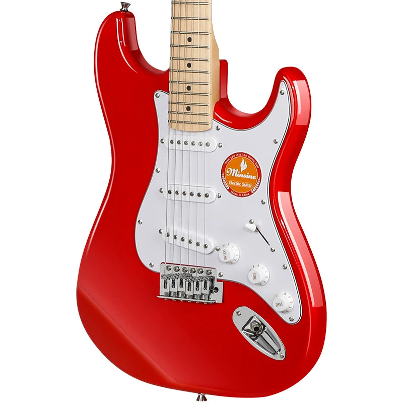 Guitarra Eléctrica MS-100 Estilo ST de 6 Cuerdas y 22 Trastes, Cuerpo de Madera de Álamo, Diapasón de Arce Canadiense, Instrumento Musical Profesional