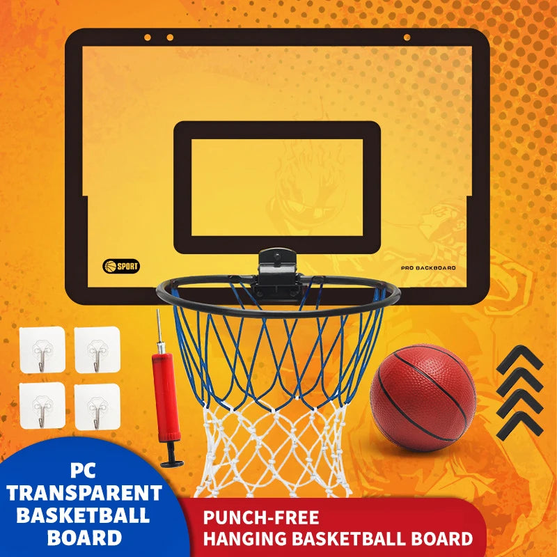 Juegos divertidos y de seguridad para niños en interiores, juego de baloncesto deportivo para el hogar, soporte de pared, marco de baloncesto no perforado