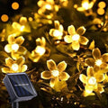 Guirnalda de luces LED solares para exteriores con flores de cerezo, 8 modos de iluminación, decoración solar para camping, jardín y Navidad