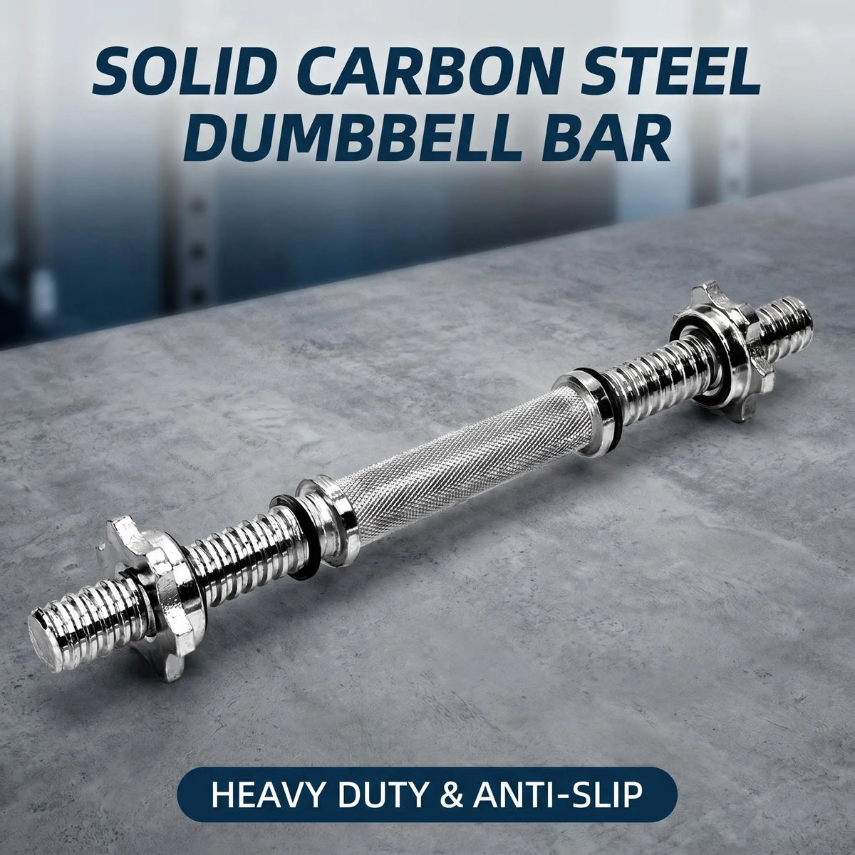 Dos mancuernas ajustables de acero al carbono con empuñaduras antideslizantes y robustas tuercas hexagonales, de 40 cm de longitud, son ideales para entrenar los bíceps y mantenerse en forma en casa y en el gimnasio.