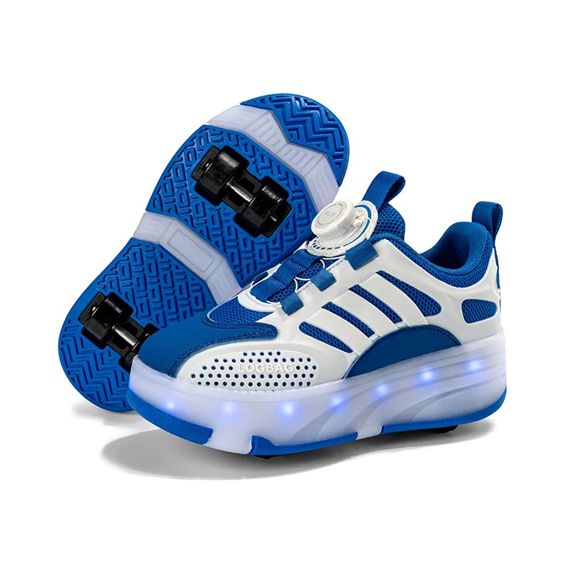 Patines invisibles de cuatro ruedas para niños y niñas, zapatos deportivos para patinaje sobre hielo, patines en línea de cuatro ruedas