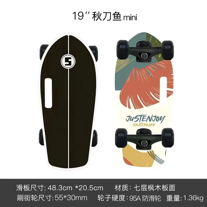 Mini monopatín portátil de 19 pulgadas, monopatín completo de arce, tabla de patín Drift Cruiser de alta velocidad para niños, adultos, principiantes, perro mascota