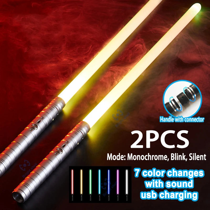 Juguete de espada láser de metal, sable de luz RGB con 7 colores, sonido, efectos Force FX, FOC Blaster, espada láser Jedi para niños, regalo