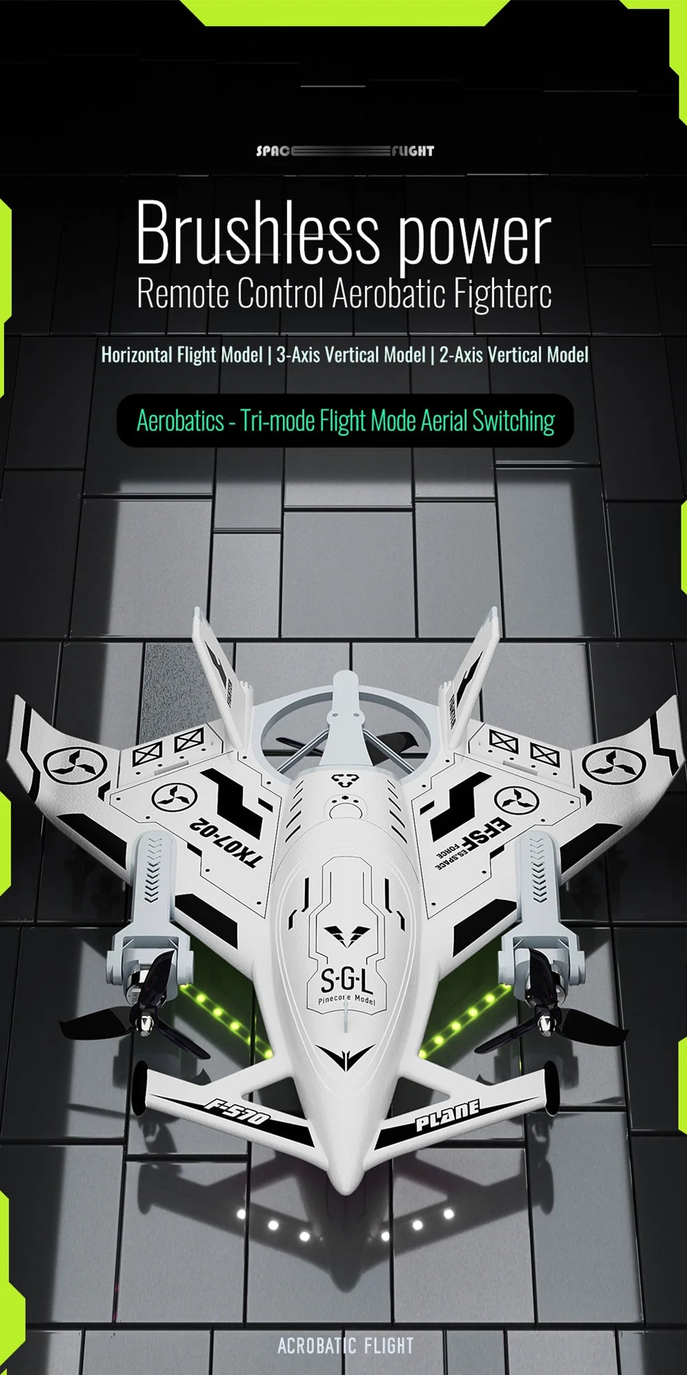 9IMOD RC avión SG-F35 acrobático Fighterc 8 canales Material EPP giros de 6 ejes 2,4G vuelo de 3 modos 200M 2 velocidades planeador sin escobillas