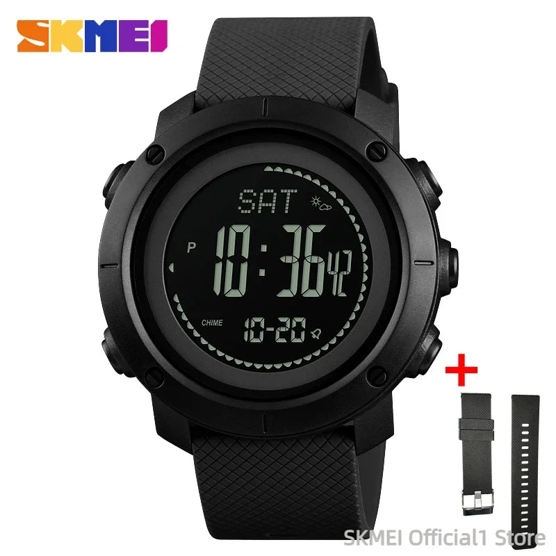 Reloj digital para hombre SKMEI 1427, estilo militar, resistente al agua, electrónico, con brújula y pronóstico del tiempo, modelo 1418