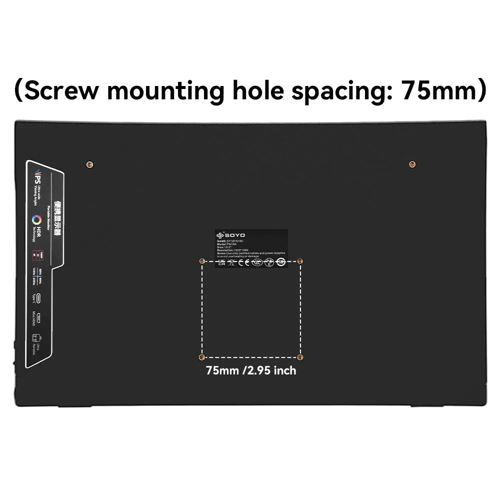 Monitor portátil SOYO SY15FN60, pantalla LCD FHD de 15.6 pulgadas 1080P 60Hz, 72% sRGB, pantalla externa de 300cd/m² para laptop, Xbox, PS5, Switch, TV box, teléfono celular y PC; monitor portátil de viaje con conexión p