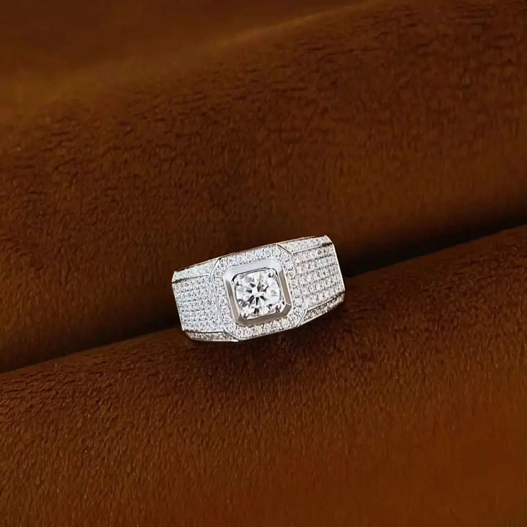 Anillo de Diamante Cultivado en Laboratorio con Corte Redondo, Certificado IGI, 0.50ct, D VS1, Oro Sólido de 18K, Anillo de Compromiso y Boda de Lujo para Hombre, Regalo para Él