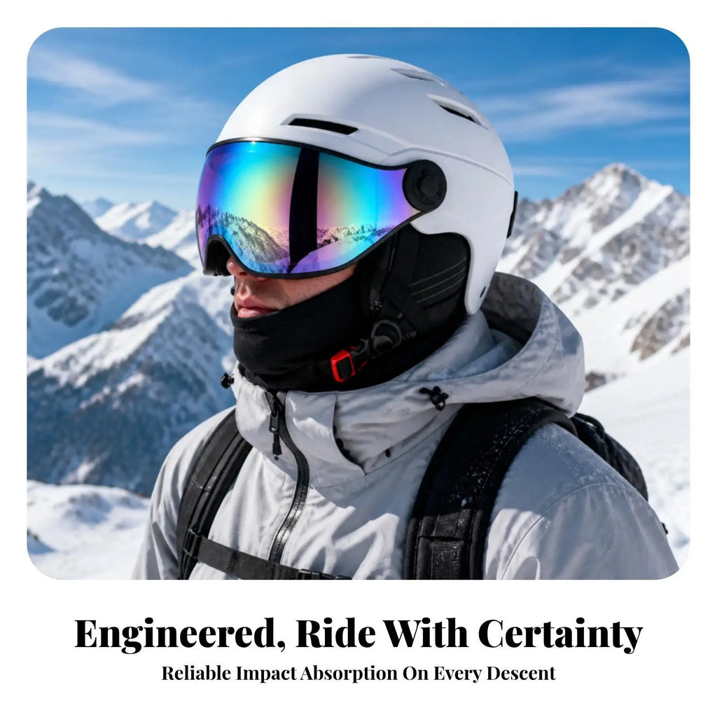 Casco de esquí para adultos con visera, carcasa de ABS y forro de EPS, equipo de protección para la cabeza para practicar snowboard, tanto para hombres como para mujeres, ideal para climas fríos.