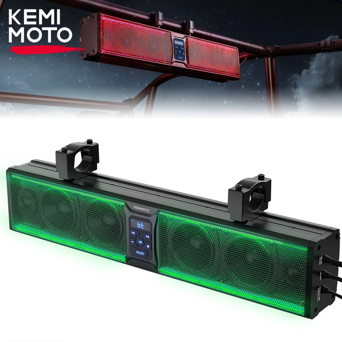 Barra de Sonido RGB para UTV, Altavoz Bluetooth de 600W, Compatible con Barras Antivuelco de 1.5-2.25, Compatible con Polaris RZR Ranger para Can-Am Maverick X3/ R