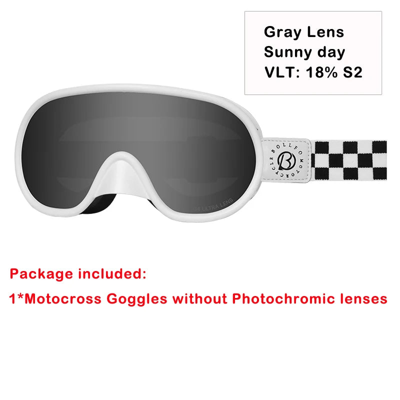 BOLLFO-gafas fotocromáticas Vintage para motocicleta, equipo de equitación para Motocross, UV400, antiniebla, para esquí, moto de nieve y Snowboard