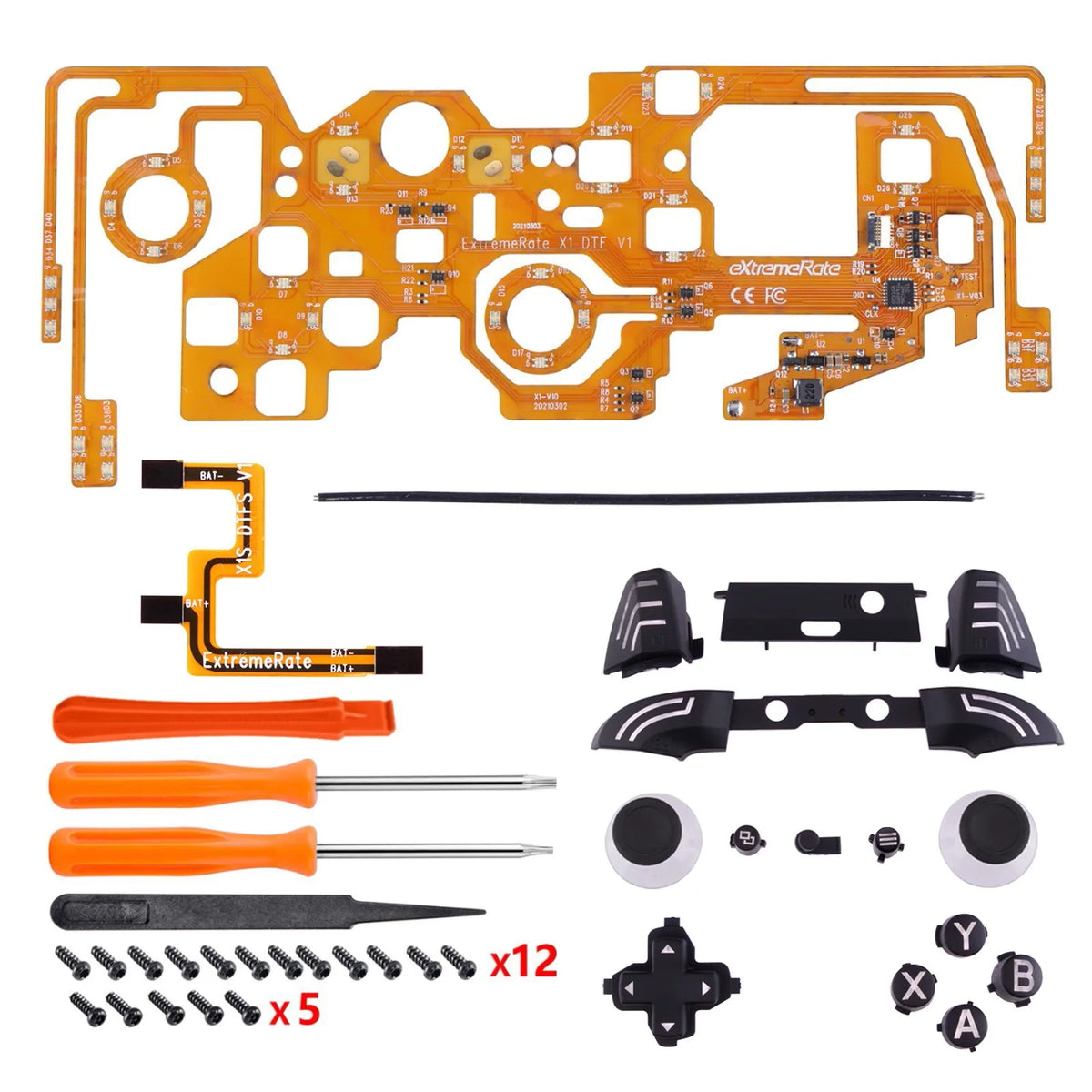 EXtremeRate Luminated DTFS (DTF 2,0) Kit LED para controlador Xbox One S/X, botones de acción de Thumbsticks y botones de símbolos clásicos