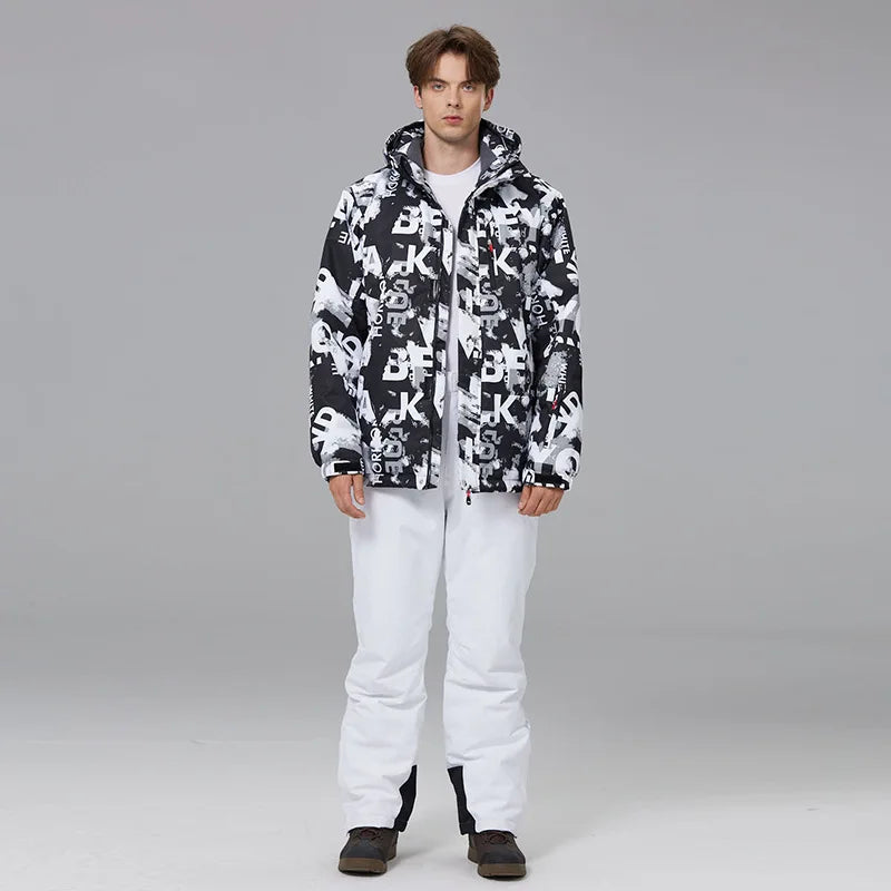 Conjunto de chaqueta y pantalones de esquí al aire libre de invierno para hombre, conjunto de traje de esquí térmico grueso, ropa de montaña para nieve, ropa de snowboard nueva