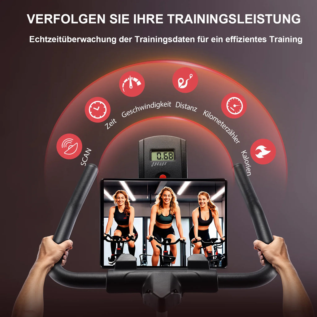 Bicicleta de ejercicio actualizada 2026, bicicleta estática silenciosa con resistencia de 0 a 100 %, pantalla y soporte para tableta, bicicleta de ciclismo en interiores para entrenamiento cardiovascular con asiento cómodo,