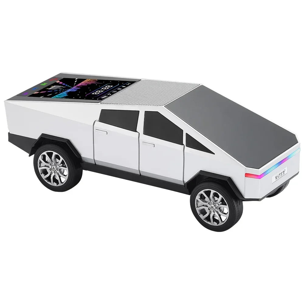 WS-580 Nuevo altavoz Bluetooth inalámbrico con forma de coche Cybertruck con TF, USB, FM, TWS, selfie, luz LED de colores y carga tipo C