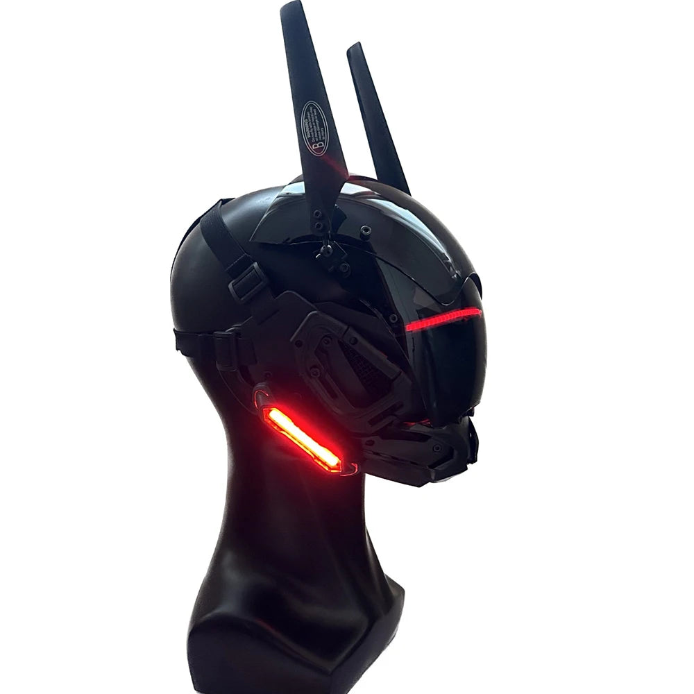 Máscara Cyberpunk Led rojo Mech Cosplay espectáculo de escenario ciencia ficción adulto regalo de fiesta de Halloween