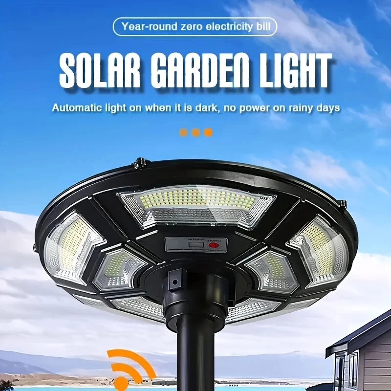 Luz solar para exteriores tipo ovni, lámpara de carga solar para patio con encendido/apagado automático del amanecer al anochecer y sensor de movimiento