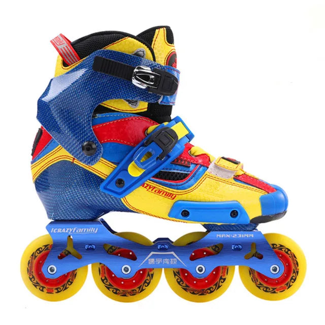 Patines de ruedas de velocidad en línea de fibra de carbono originales CRAZY con ruedas de 3x110mm 85A, zapatos de patinaje profesionales para niños y adultos
