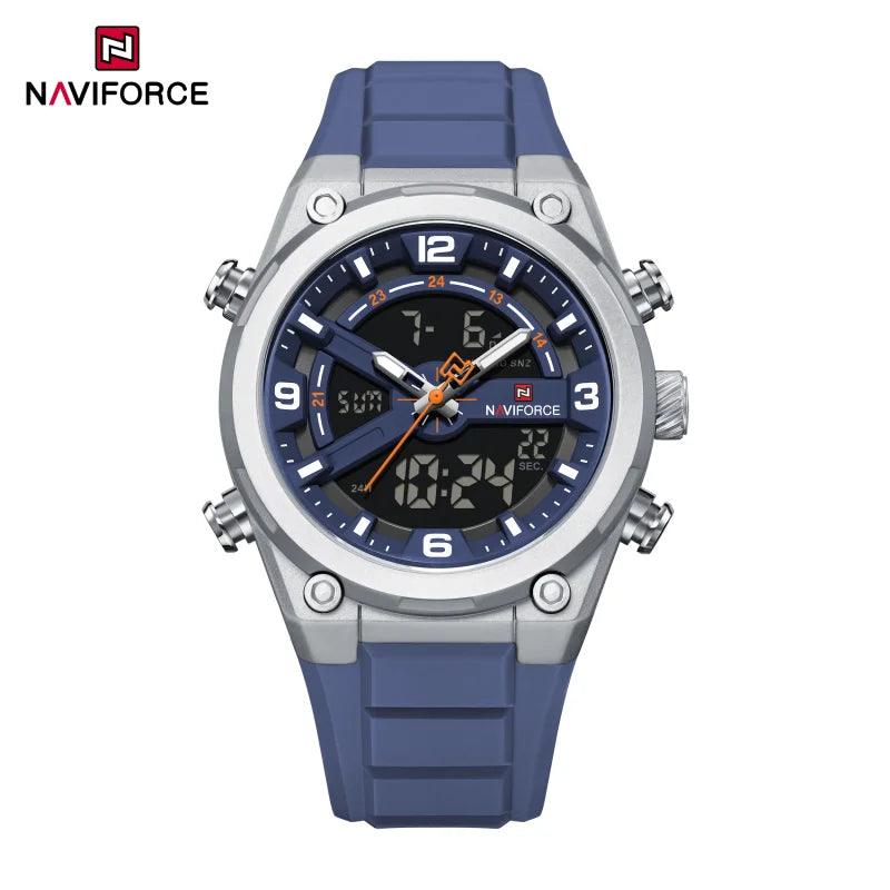 Reloj deportivo NAVIFORCE NF9265, nuevo modelo, resistente al agua y a los golpes, con calendario luminoso y correa de silicona para hombre