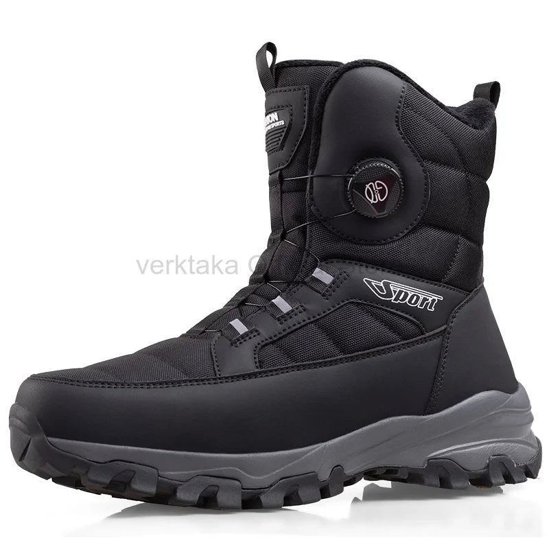 Botas de invierno para hombre 2025, nuevas botas de nieve cálidas, botas de esquí para deportes al aire libre de felpa gruesa, zapatos de invierno antideslizantes impermeables para hombre