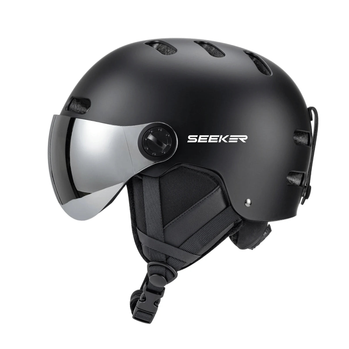SEEKER Casco de Esquí para Deportes de Invierno, Casco con Espejo Integrado, Anti-Impacto, para Adultos, para Tabla Simple y Doble, Casco de Seguridad para Esquí al Aire Libre
