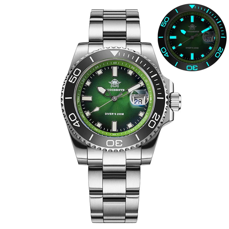 ADDIESDIVE Nuevo Reloj de Buceo AD2089 para Hombre, 41 mm, Bisel de Cerámica, Luminoso BGW9, Reloj de Cuarzo de Acero Inoxidable de Moda, Resistente al Agua 200 m