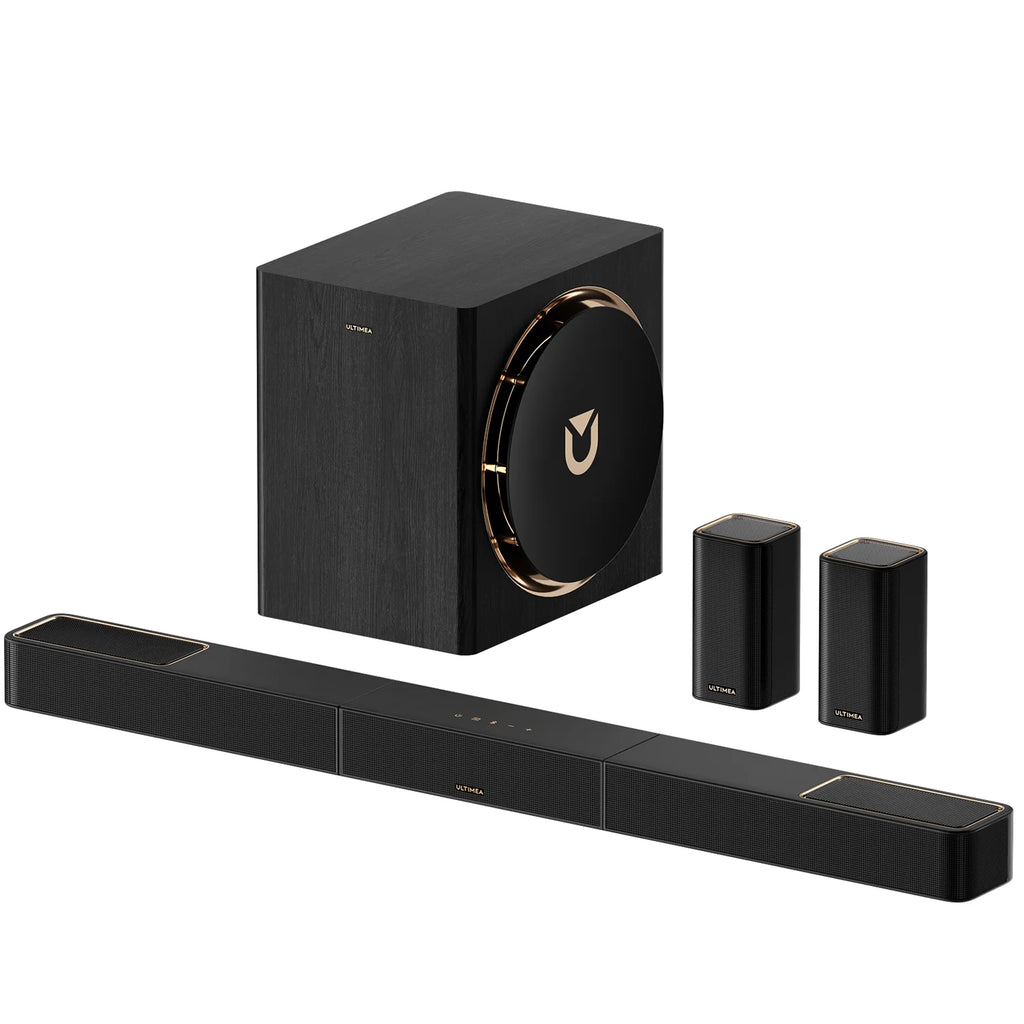 ULTIMEA Skywave X60 Barre de Son TV 7.1.4 Canaux de 840 W avec Dolby Atmos, Système de Son Surround avec Caisson de Basses Sans Fil de 8" et 2 Enceintes Surround Sans Fil, HDMI eARC, Contrôle via Application