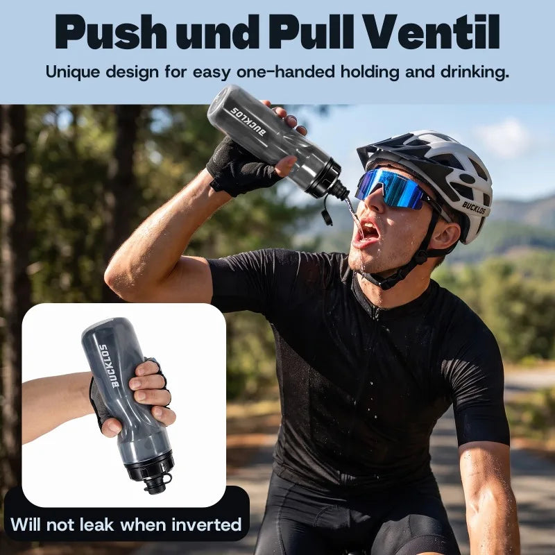 Botella de agua aislada para bicicleta BUCKLOS, 610 ml, sin BPA, con protección contra el hielo, botella de agua con sistema de apretar, a prueba de fugas, para bicicleta de carretera.