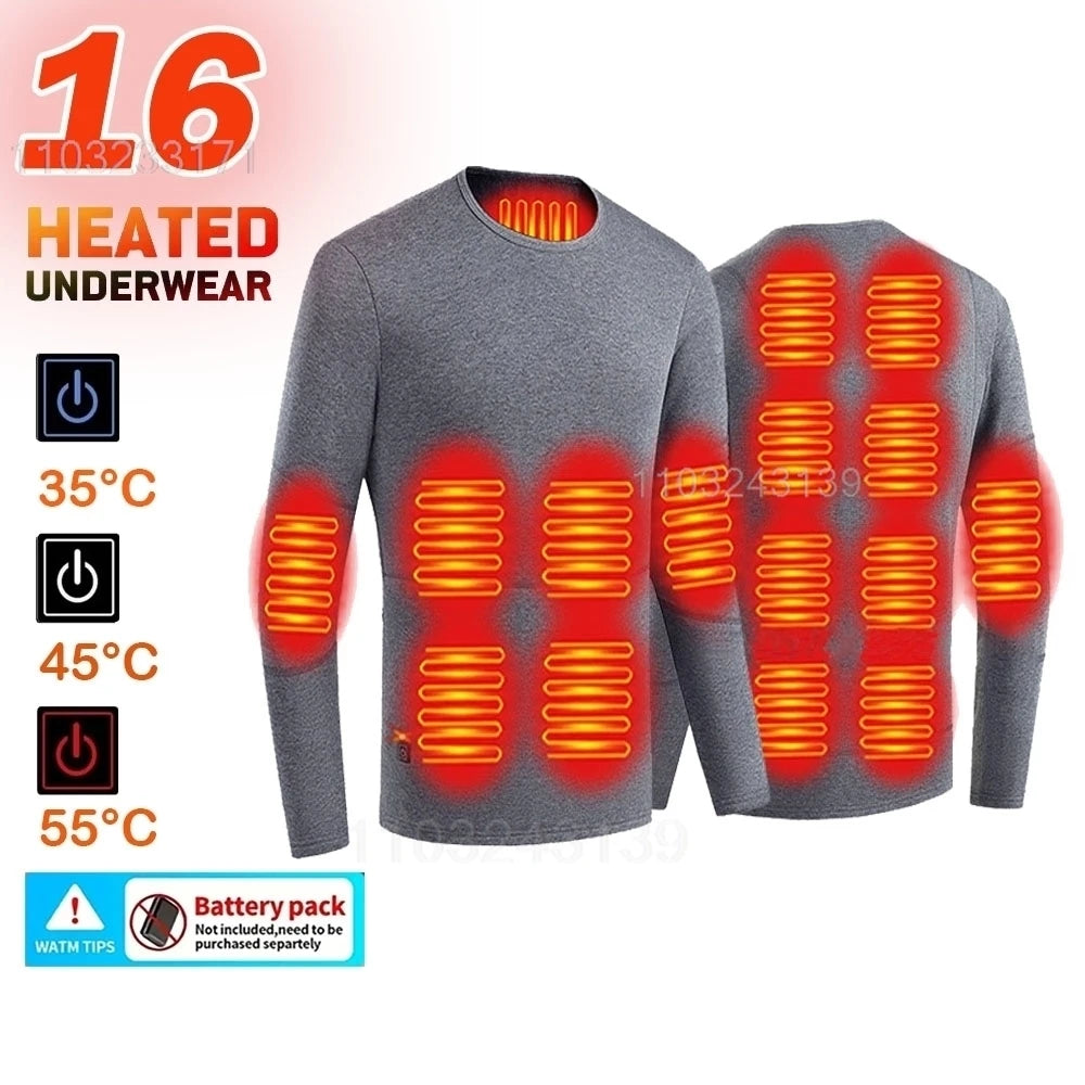 Ropa interior térmica con calefacción eléctrica USB para hombre y mujer, ropa interior autocalentable de esquí, 52 áreas