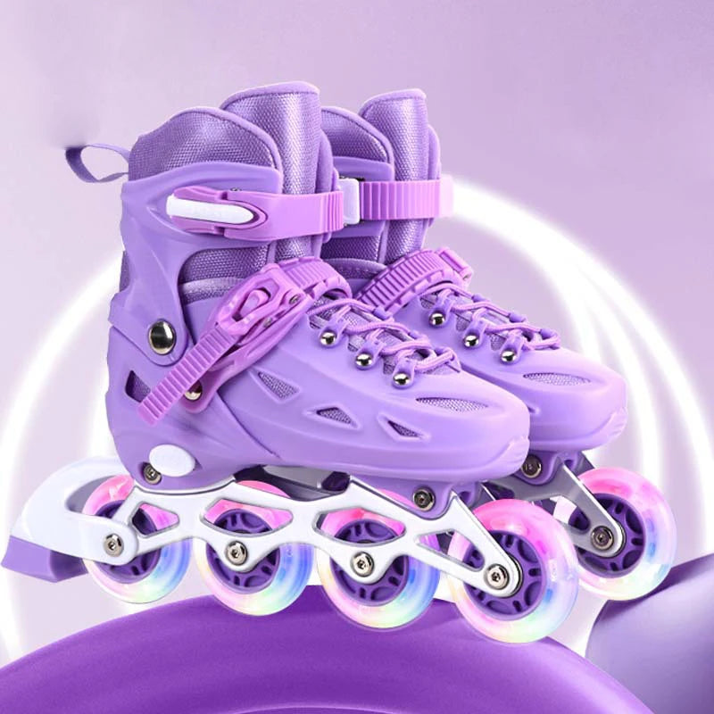Zapatos de patín en línea para niños y mujeres, zapatillas cuádruples intermitentes para adultos, patines de patinaje al aire libre, regalos, conjunto completo