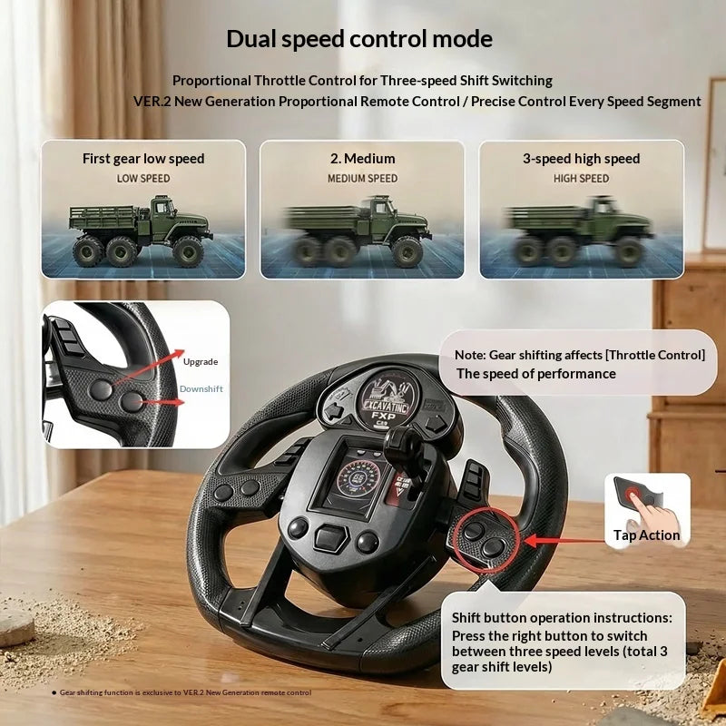 Camión Militar RC 6X4 4WD con Control Remoto, Todoterreno, Eléctrico, de Alta Resistencia, Modelo de Simulación para Adultos